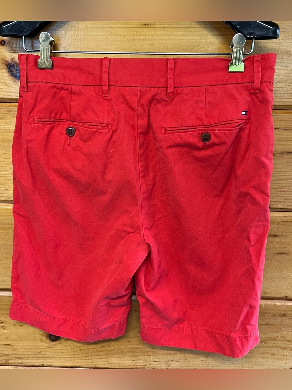 Tommy Hilfiger Men's Bright Red Cotton Flat Front Shorts